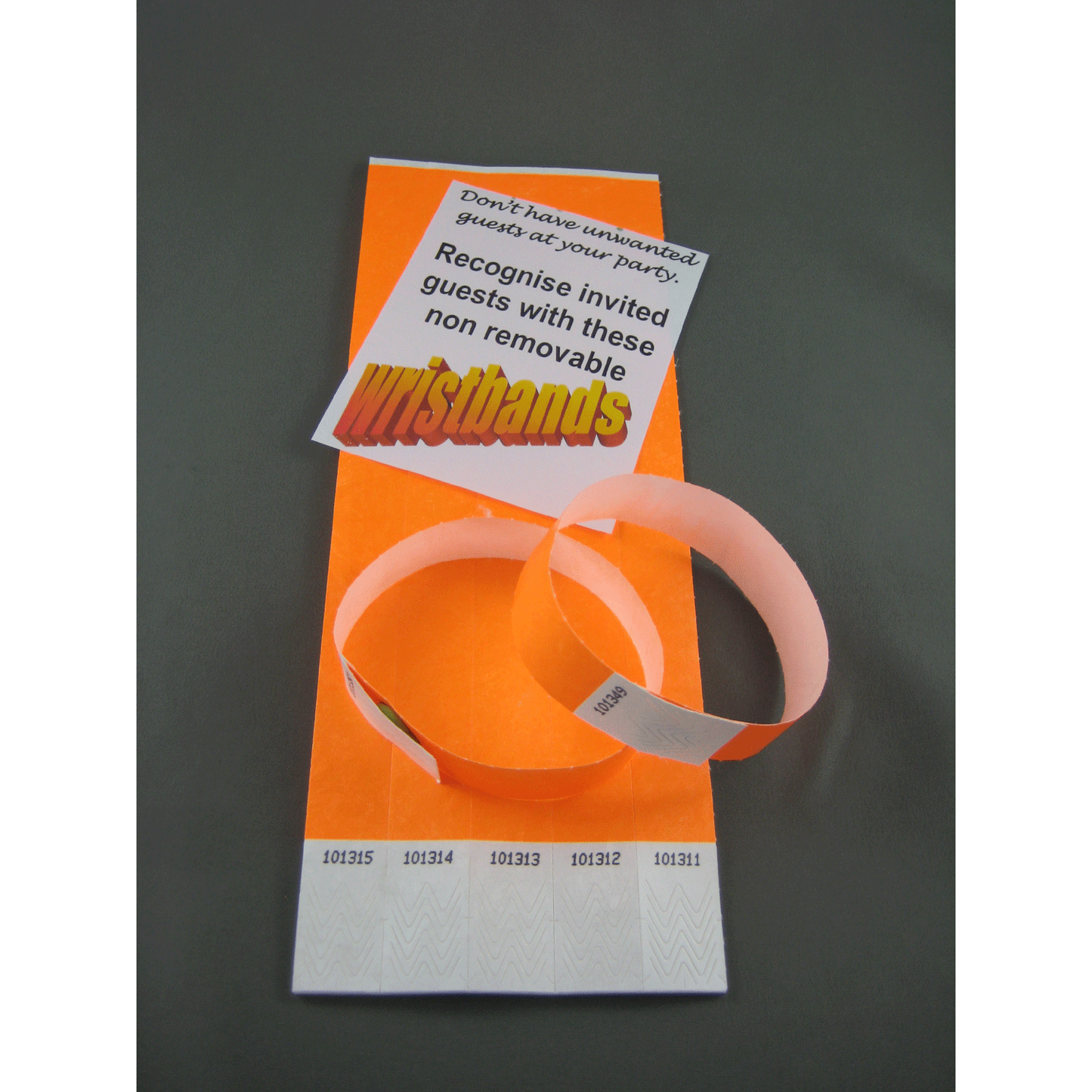 Orange Wrist Bands Packs of 50