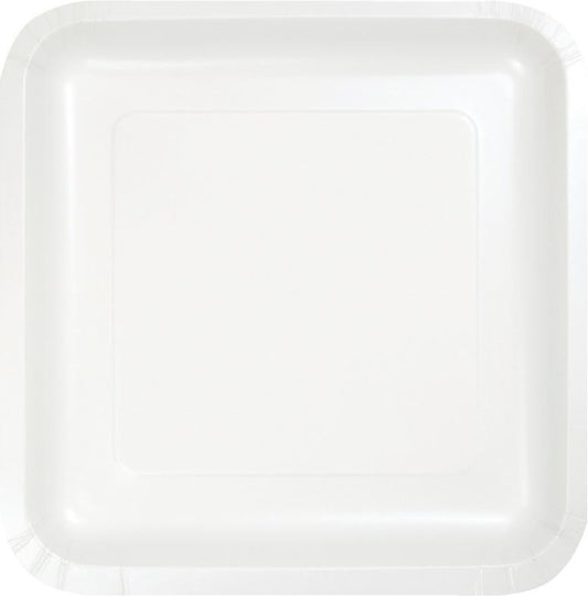 White Square Dinner Plates Paper 23cm