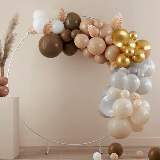 Balloon Arch & Paper Fans Taupe, Brown & Nude