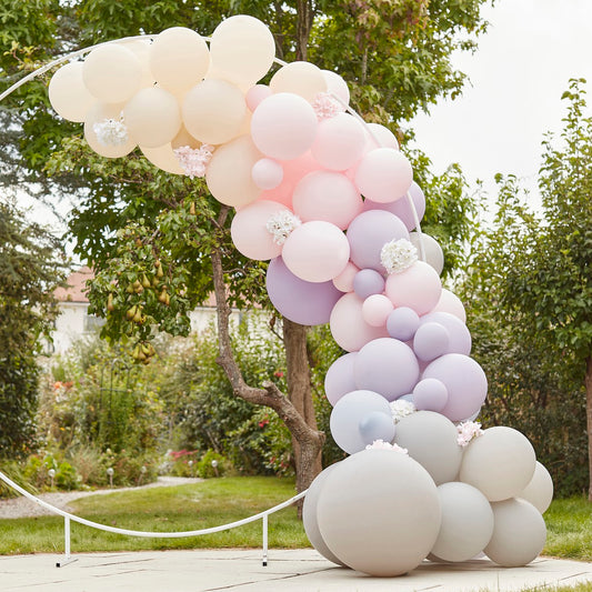 Balloon Arch Pink, Lilac & Matte Grey