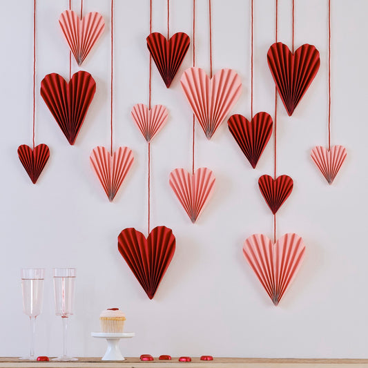 Be Mine Red & Pink Paper Heart Decorations