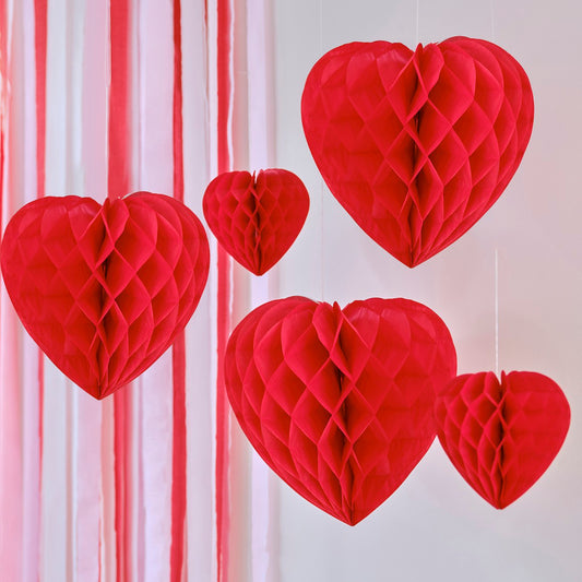 Be Mine Honeycomb Hanging Heart Decorations