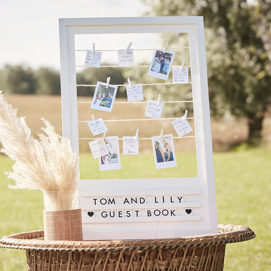 Botanical Wedding Alternative Guest Book Frame with Pegs, String & letter Board to Customise