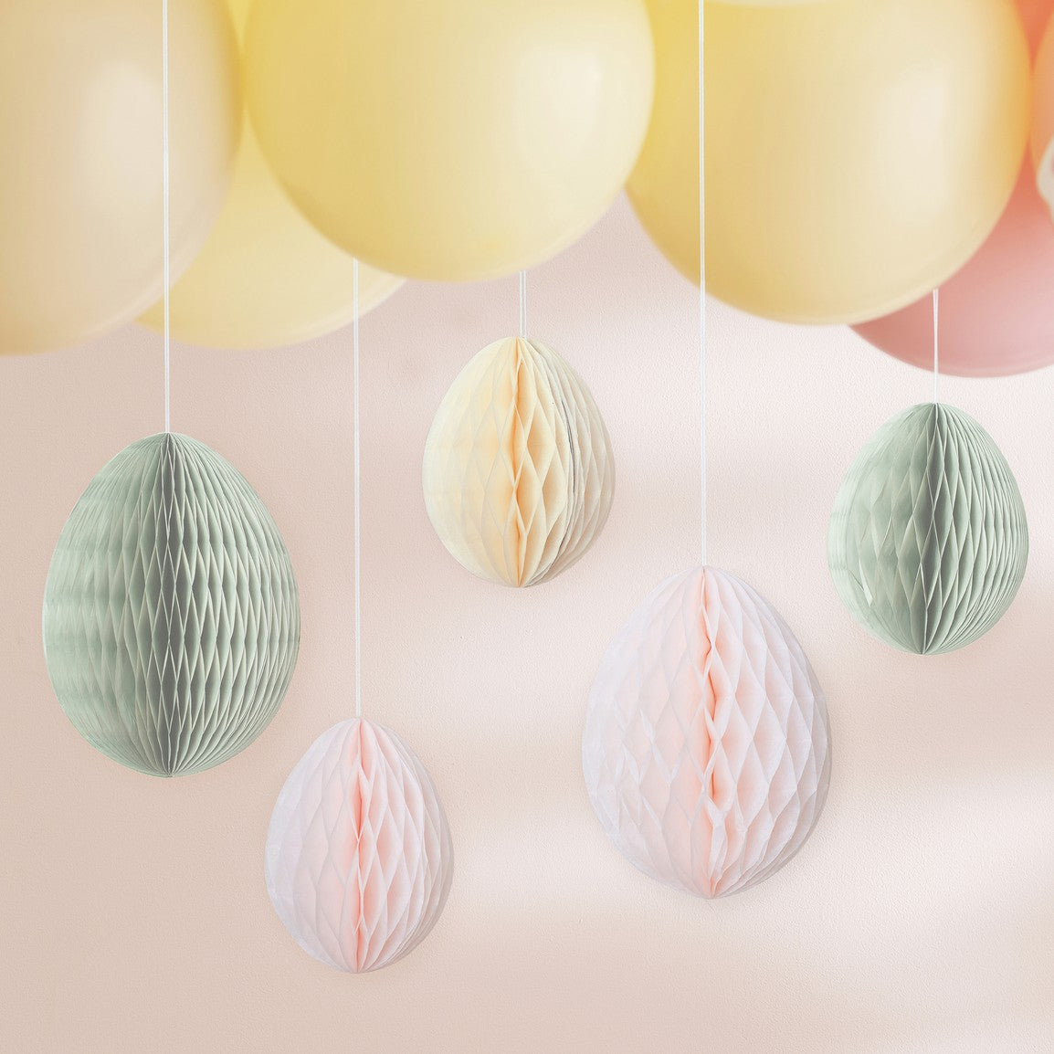 Hey Bunny Pastel Honeycomb Hanging Easter Egg Decorations