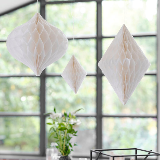 Contemporary Wedding White Honeycomb Paper Hanging Decorations