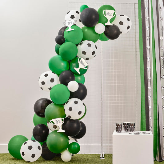 Kick Off Party Football Balloon Arch with Card Trophy Decorations