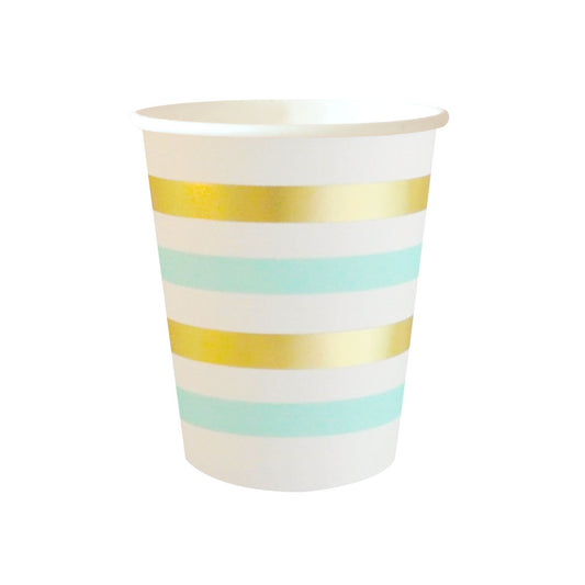 Gold and Mint Stripe Cup