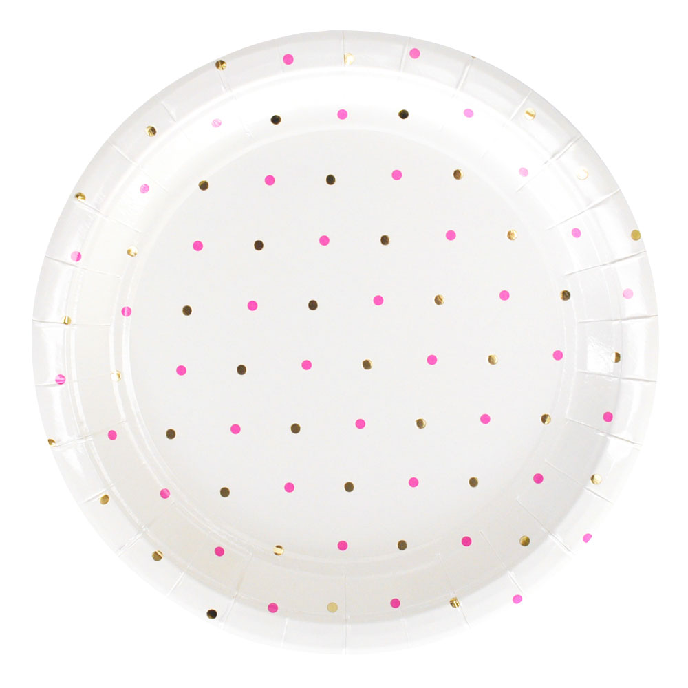 Pink & Rose Gold Spots Large Plate