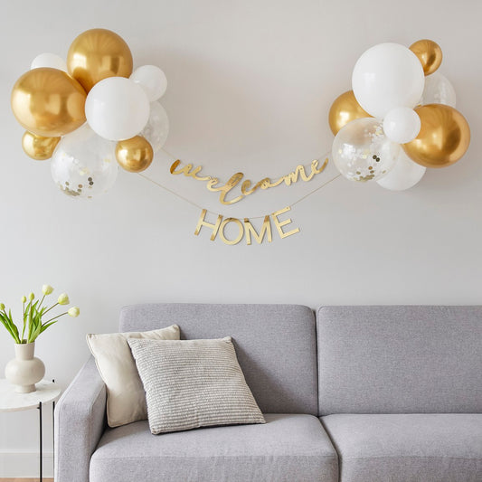 Hello Baby Balloon Backdrop Welcome Home Baby Kit Gold