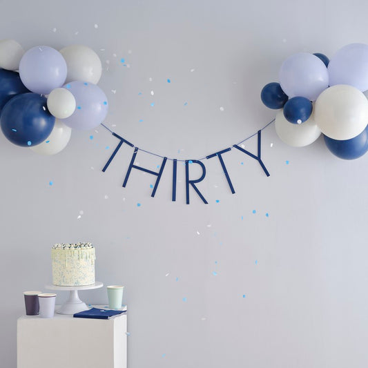 Mix it Up Navy 30th Birthday Milestone Balloon Bunting