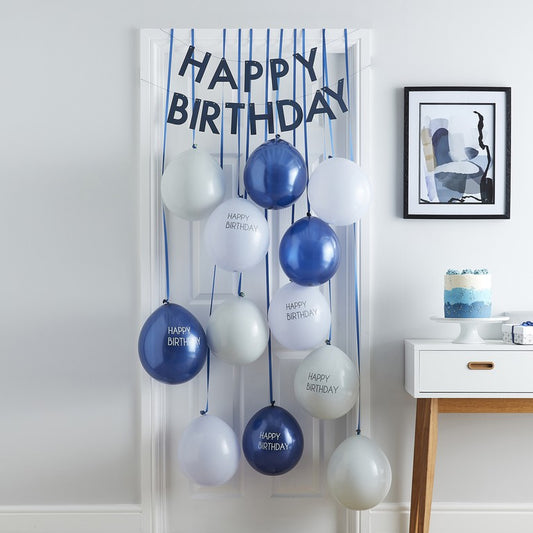 Balloon Door Kit - Happy Birthday - Blue