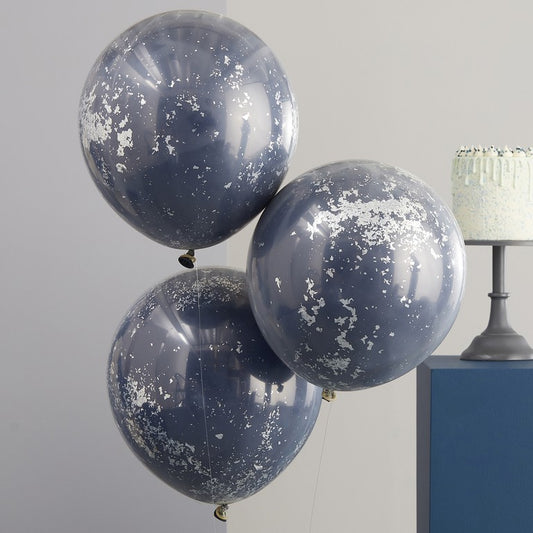 Mix It Up Balloon Bundle Double Stuffed Navy with Silver Shred
