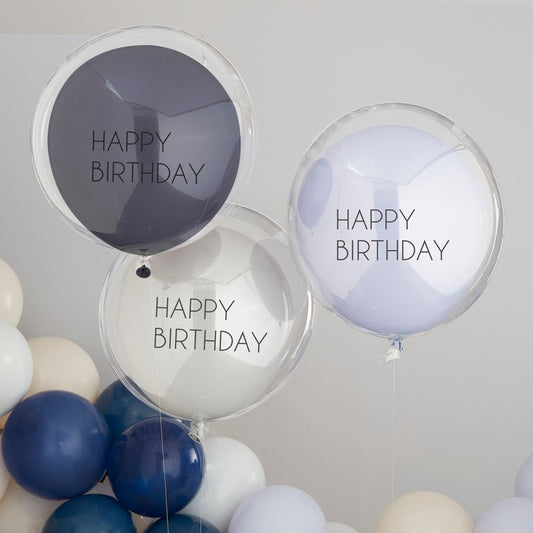Mix It Up Balloon Bundle Happy Birthday Double Stuffed Blue