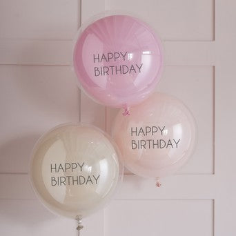 Mix It Up Balloon Bundle Happy Birthday Double Stuffed Pink