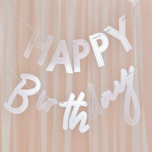 Mix It Up Bunting Happy Birthday Clear & White print Acrylic