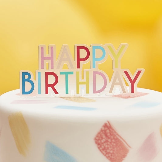 Mix It Up Cake Topper - Happy Birthday Brights