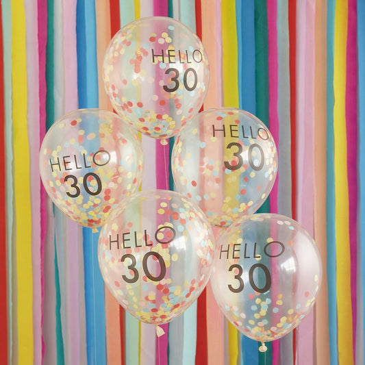 Mix It Up 'Hello 30' 30cm Balloons Brights
