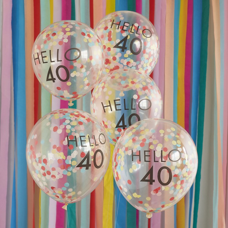Mix It Up 'Hello 40' 30cm Balloons Brights