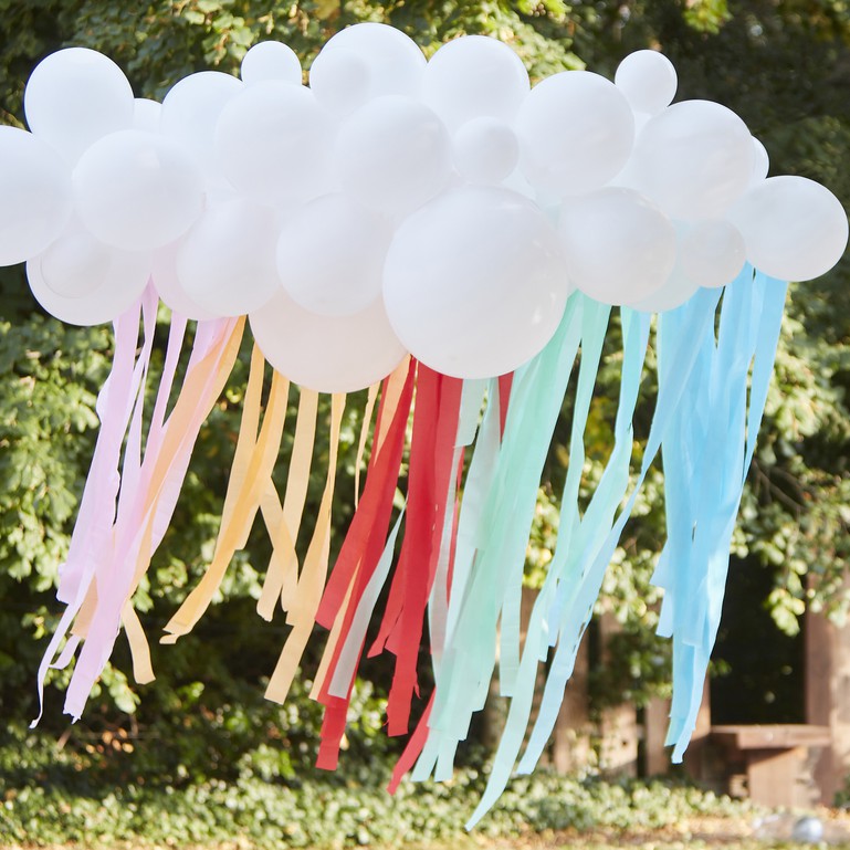 Mix It Up Balloon Backdrop Balloon Garland & Streamers White & Brights