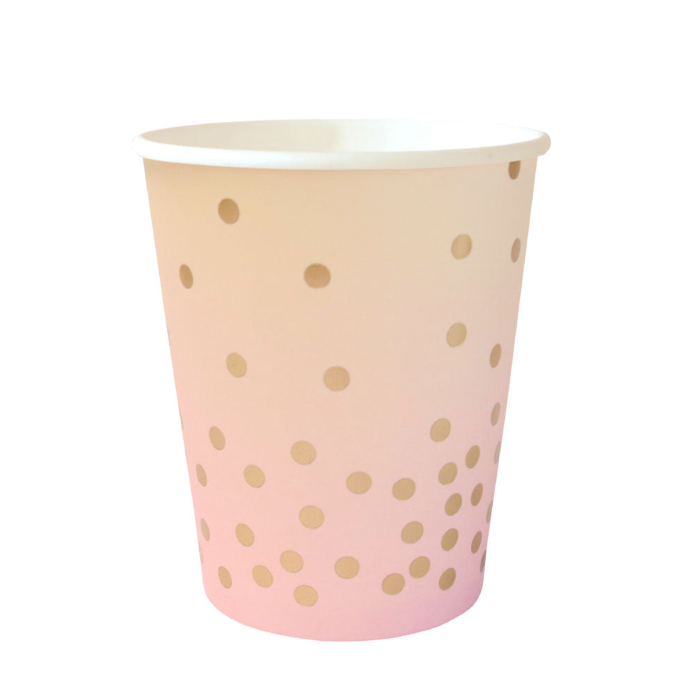 Pink & Peach Gold Confetti Cups