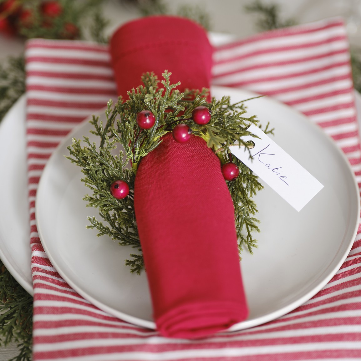Rustic Red Foliage Napkin Rings