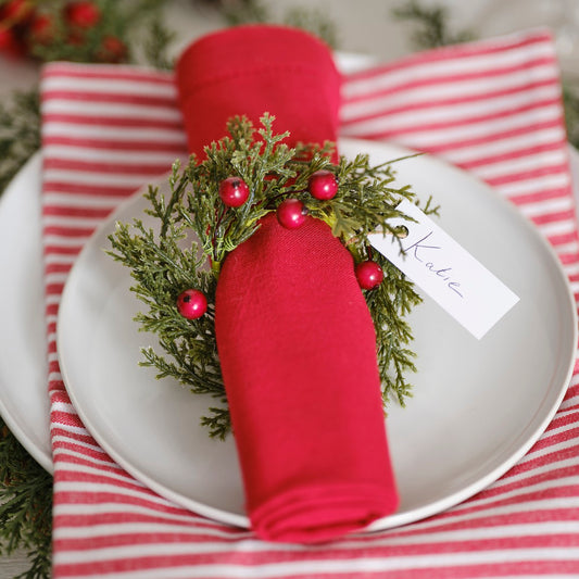 Rustic Red Foliage Napkin Rings