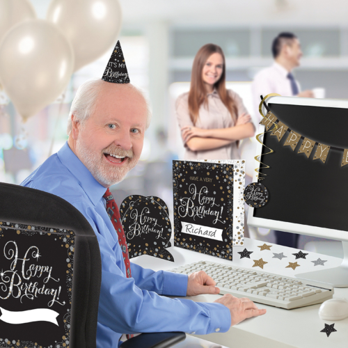 Sparkling Celebration Happy Birthday Mini Office Decorating Kit