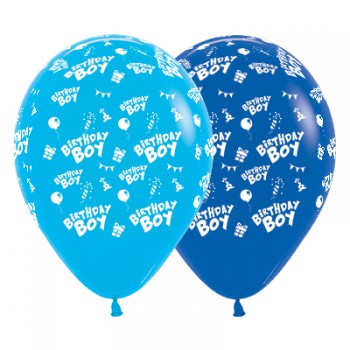Sempertex 30cm Birthday Boy Fashion Blue & Royal Blue Latex Balloons, 6PK