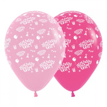 Sempertex 30cm Birthday Girl Fashion Pink & Fuchsia Latex Balloons, 6PK