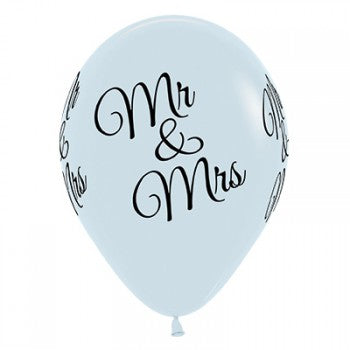 Sempertex 30cm Mr & Mrs Fashion White Latex Balloons, 6PK