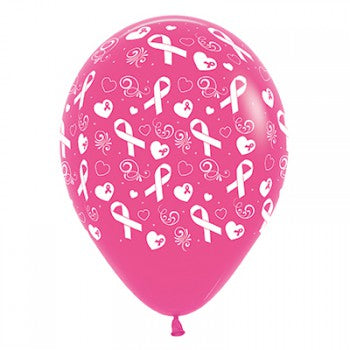 Sempertex 30cm Pink Ribbon Fashion Fuchsia Latex Balloons, 6PK