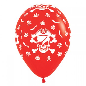 Sempertex 30cm Pirate Theme Fashion Red Latex Balloons, 6PK