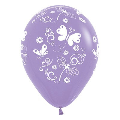 Sempertex 30cm Butterflies & Dragonflies Fashion Lilac Latex Balloons, 6PK