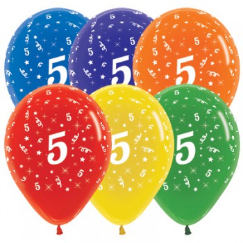 Sempertex 30cm Age 5 Crystal Assorted Latex Balloons, 25PK