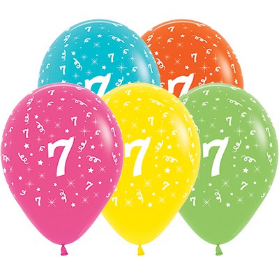 Sempertex 30cm Age 7 Tropical Assorted Latex Balloons, 25PK