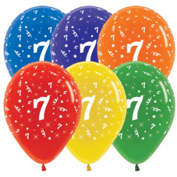 Sempertex 30cm Age 7 Crystal Assorted Latex Balloons, 25PK