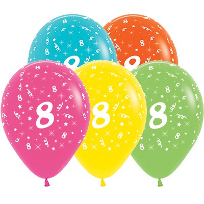 Sempertex 30cm Age 8 Tropical Assorted Latex Balloons, 25PK