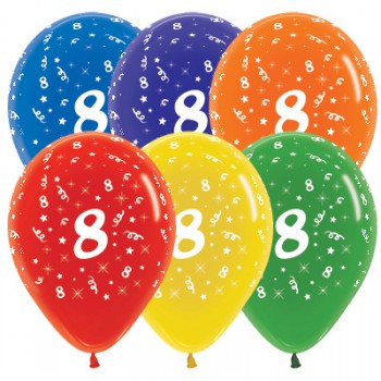 Sempertex 30cm Age 8 Crystal Assorted Latex Balloons, 25PK