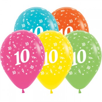 Sempertex 30cm Age 10 Tropical Assorted Latex Balloons, 25PK
