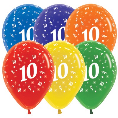 Sempertex 30cm Age 10 Crystal Assorted Latex Balloons, 25PK