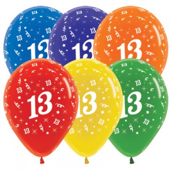 Sempertex 30cm Age 13 Crystal Assorted Latex Balloons, 25PK
