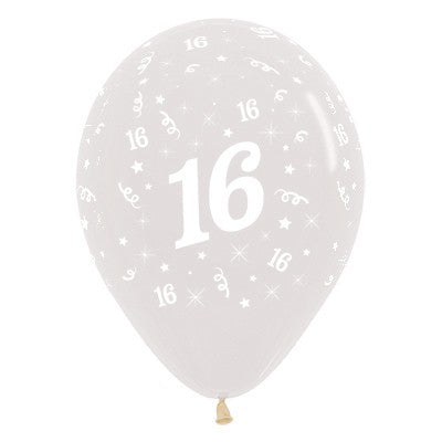 Sempertex 30cm Age 16 Crystal Clear Latex Balloons, 25PK
