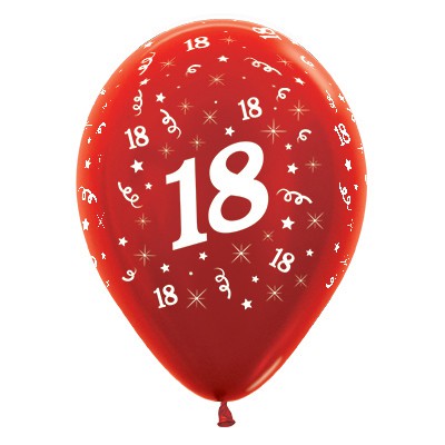 Sempertex 30cm Age 18 Metallic Red Latex Balloons, 25PK