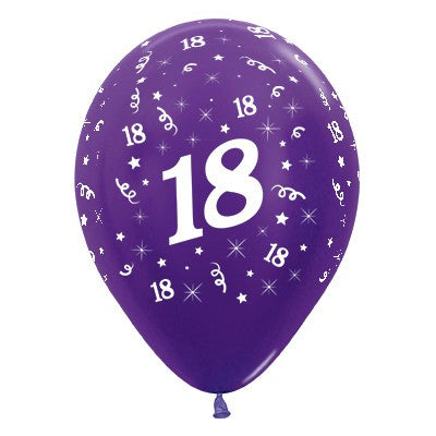 Sempertex 30cm Age 18 Metallic Purple Violet Latex Balloons, 25PK