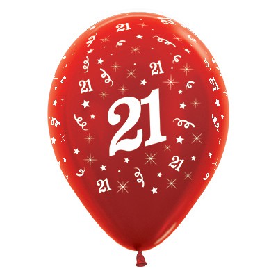 Sempertex 30cm Age 21 Metallic Red Latex Balloons, 25PK