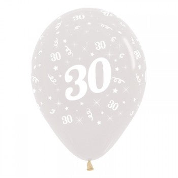 Sempertex 30cm Age 30 Crystal Clear Latex Balloons, 25PK