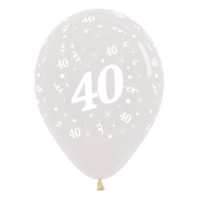 Sempertex 30cm Age 40 Crystal Clear Latex Balloons, 25PK