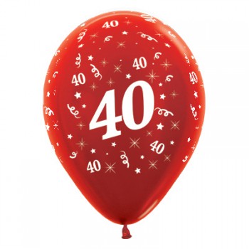 Sempertex 30cm Age 40 Metallic Red Latex Balloons, 25PK
