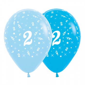Sempertex 30cm Age 2 Fashion Blue & Royal Blue Latex Balloons, 6PK