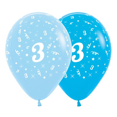 Sempertex 30cm Age 3 Fashion Blue & Royal Blue Latex Balloons, 6PK
